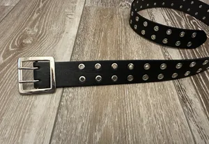 Black Faux Leather Belt W Silver Buckle Bought At thumbnail 7