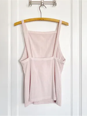 Free People • Set Up Tank blush pink high square neck ribbed knit Sugared thumbnail 8