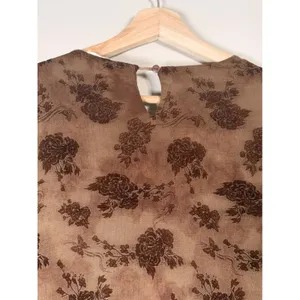12th Tribe Casanova Brown Floral Mesh Maxi Dress Long Sleeve Brown Large Witchy thumbnail 6