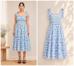 Hill House Home The Ribbon Ellie Nap Midi Dress Block Print Blue XXL New CL2 thumbnail 2