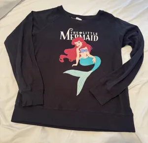 Disney The Little Mermaid Ariel Sweatshirt Long Sleeve Black Reversible Womens M thumbnail 1