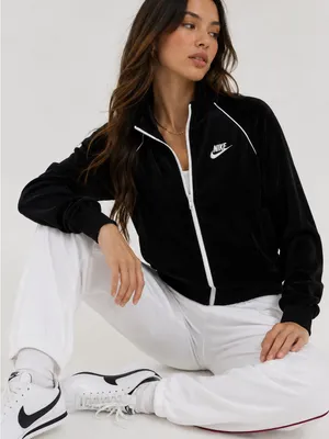 Nike‎ Black Velour Retro White Piping Track Jacket thumbnail 1