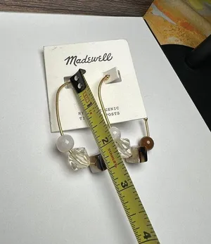 Madewell Chunky Bead Hoop Gold Tone Pierced Earrings NWT thumbnail 5