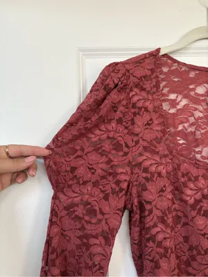 NWT Anthropologie Puff-Sleeve Sheer Lace Long Sleeve Top Size XL thumbnail 7