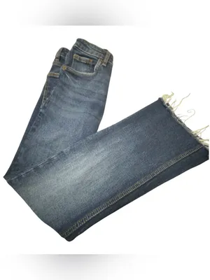 Zara Woman Medium Wash Crop Flare Raw Hem Jeans Size 2 /‎ 24 thumbnail 2