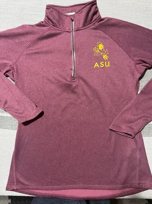 ASU Sun Devils Womens Medium Maroon Quarter Zip Pullover Sparky Logo Athleisure Purple thumbnail 1
