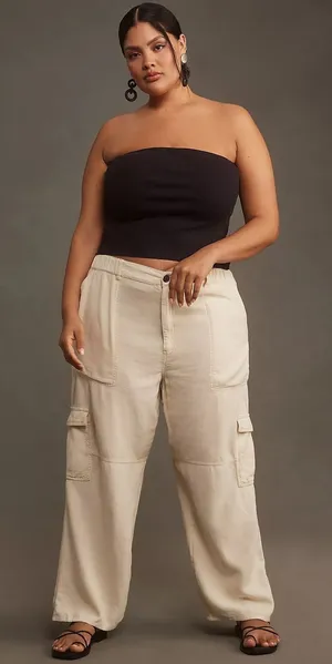 Anthropologie Pilcro Linen Cargo Pants Ivory Wide Leg NWT XL thumbnail 1