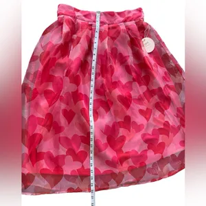 Her Destiny Red & Pink‎ Hearts Sheer Women’s Skirt Size L thumbnail 2