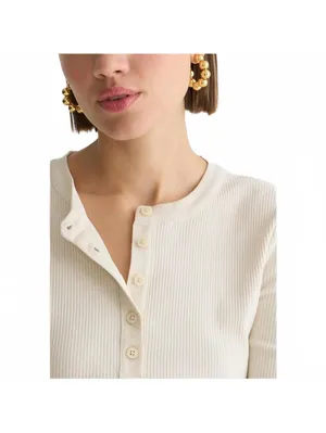 J.Crew Vintage Rib Henley T-Shirt Long-Sleeve Natural Cream Women's Size 2XL XXL thumbnail 2
