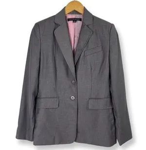 Womens Blazer Taupe Gray Lined Office Business Careerwear Work Size 4 thumbnail 1