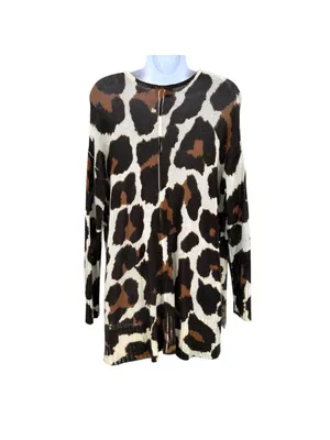 Show Me Your Mumu Wildcat Knit Hug Me Sweater Leopard Brown Black White Size XS thumbnail 7