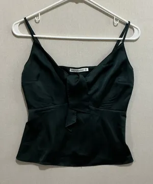 Abercrombie & Fitch Black Satin Tie-Front Camisole thumbnail 1