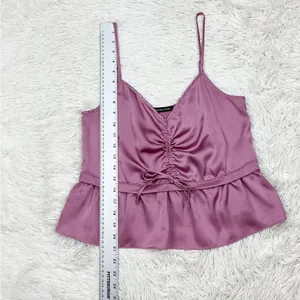 Abercrombie Mauve Pink Spaghetti Strap Peplum Crop‎ Tank Top Size Small thumbnail 3
