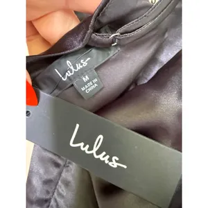 NWT Lulus Luxe Reputation Black Satin Sleeveless Cowl Neck Mini Dress Party Sz M thumbnail 6