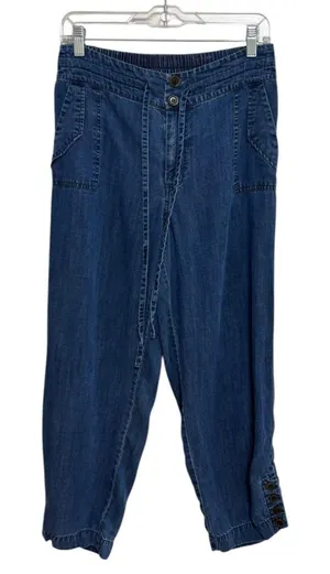 Soft Surroundings Elastic Waist Tencel Chambray Easy Fit Crop Pants S Petite thumbnail 1