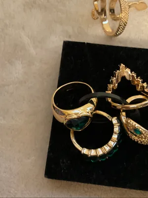 Gold-Tone Snake & Emerald Accent Ring Set - Women Jewelry thumbnail 4