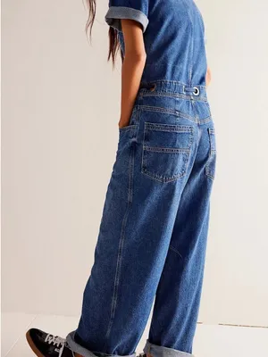 FREE PEOPLE Edison Wide Leg Denim Coverall Jumpsuit Size XS thumbnail 2