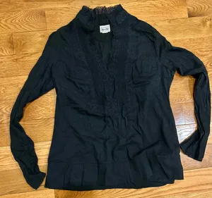 Vintage Converse One Star rare boho Lace front pipe Long sleeve, top/blouse S thumbnail 8