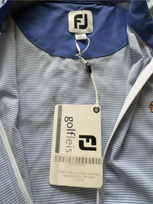 Footjoy Lightweight Periwinkle Striped Full Zip Jacket Womens Size L Golf NWT thumbnail 7