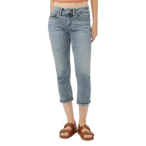 Silver Jeans Co. Mid Rise Curvy Fit Capri Jeans Luxe Stretch Indigo Blue 25x23 thumbnail 7