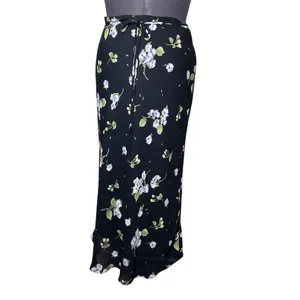 Y2K Vintage JKLA Dark Floral High Waist Tie Back Maxi Skirt Whimsigoth thumbnail 2