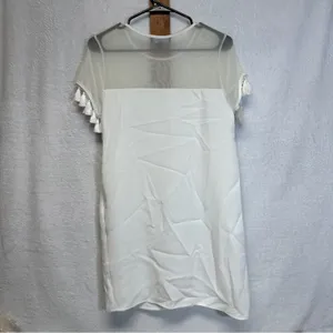 Lulus‎ Iced Latte White Short Sleeve Tassel Shift Dress Size S thumbnail 7