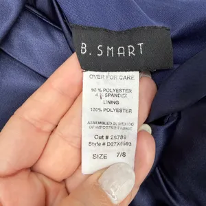 B. Smart Cocktail Dress‎ Women 7/8 Navy Blue Excellent One Shoulder Ruched Satin thumbnail 4
