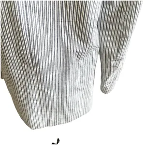 Zara Women’s Striped Linen Blend Boyfriend Blazer Size Medium Two Button Blue thumbnail 9