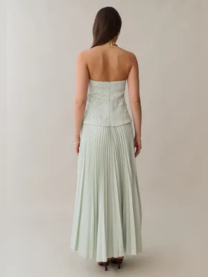 NWT o.p.t Ada Dress size 4 seafoam green strapless pleated maxi Few Moda thumbnail 6