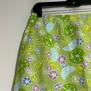 Vintage Lilly Pulitzer White Label Green Citrus Floral Print Mini Skirt Preppy thumbnail 3