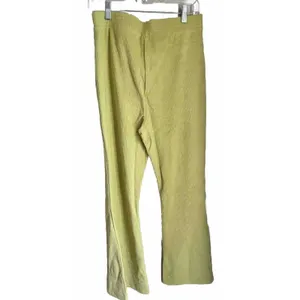 NWT AERIE Women Junior Velour Like Ribbed Lime Green Pants‎ Bottoms Size Medium thumbnail 2