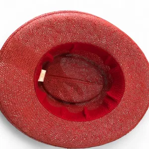 Unisex Western Ranch Rodeo Concert Festival Boho Indie Cowboy Cowgirl Straw Hat Cap Red Measurement in pics thumbnail 7