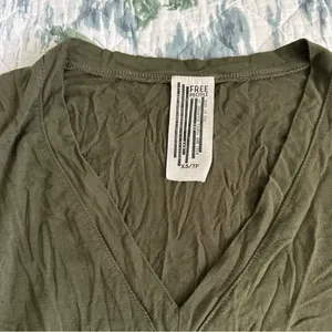 Free People Oh Me Oh My Bodysuit XS Olive Green Deep V Neck thumbnail 5