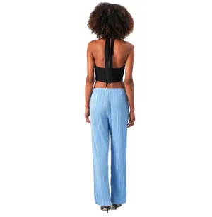 NWT XS Calvin Klein Women’s Plisse Pull On Pants Trousers Moderate Blue Pleated thumbnail 4
