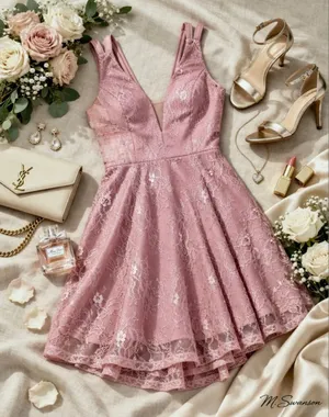Lulus Pink Lace Mini Dress Women's Small Sleeveless V-Neck Skater NWOT thumbnail 1