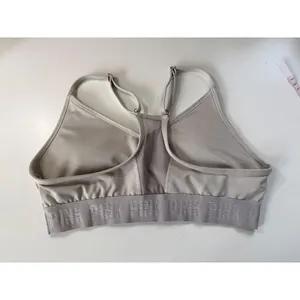 Victorias Secret PINK‎ Silver Metallic Logo Sports Bra Gray Racerback Medium thumbnail 3