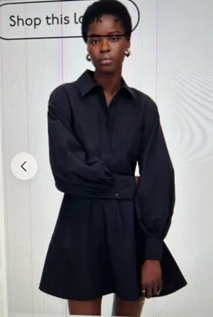 Madewell $138 Seamed Long-Sleeve Mini Shirtdress in Poplin Black Size 8 NV025 thumbnail 2