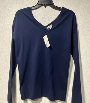 Lacoste Women's Navy V-Neck Top thumbnail 1