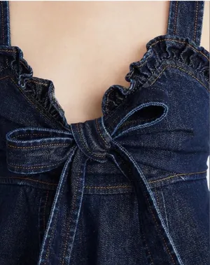 Madewell X Karen Walker Raw-Edged Denim Trianon Top Size 8 thumbnail 4