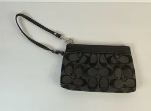 Coach Black Signature Canvas Wristlet thumbnail 2
