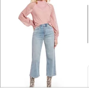 Free People shirt Sweetest Thing Thermal Blush pink XS embroidered thumbnail 7