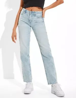 NEW American Eagle 90s Straight Jean Light Wash Denim Stretch Women's Size 18 thumbnail 1