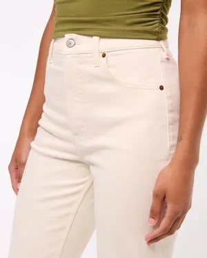 Abercrombie Cream Ankle Straight Ultra High-Rise Jeans thumbnail 7