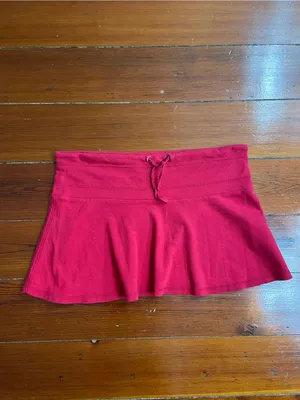 Vintage SO… So Real. So Right Y2K Red Cotton Micro Mini Skirt Sz M 💚🎀 thumbnail 4