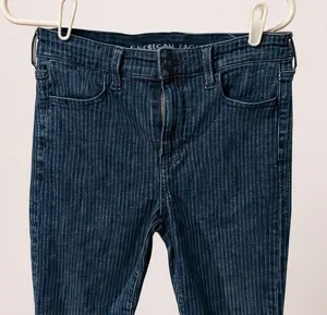 American Eagle Skinny Jeans‎ Pinstripe Blue Ne(x)t Level Stretch 10S Dark Wash thumbnail 1