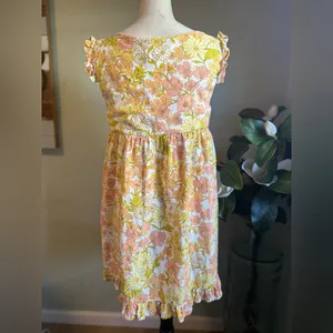 Girl and the Sun Izzy Short Sleeve Floral‎ Mini Dress yellow medium ruffle boho thumbnail 4