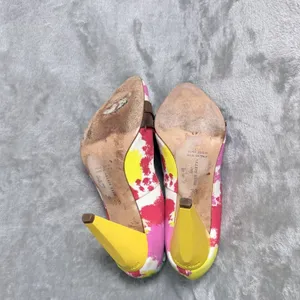 Miss Sixty Heels Y2K Artsy Italian Canvas Buckle Pointed Toe Size 7.5 Multicolor thumbnail 8