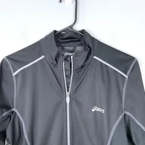 Asics Running Jacket Full Zip Black Water Repellant Activewear Women Size‎ Small thumbnail 2