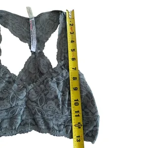 Free People Adella Bralette Womens Small Grey‎ Lace Racerback Boho Festival Core thumbnail 5