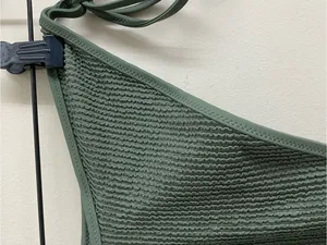 Aerie Cheekiest Tie Side Bikini Bottom size L Sage Olive Green Textured Swim thumbnail 4